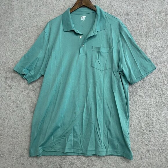 NWOT Lands' End Men's XL Traditional Fit Polo Shirt Turquoise Short Sleeve - Picture 2 of 6